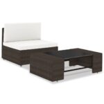 2-Piece Garden Lounge Set Poly Rattan Brown