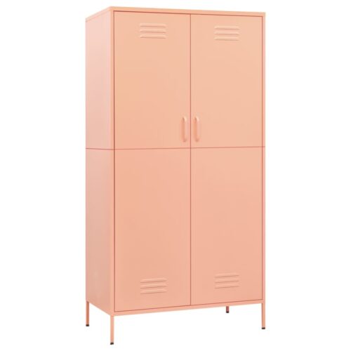 Industrial Pink Wardrobe Cupboard Storage Cabinet Bedroom Closet Kitchen Pink