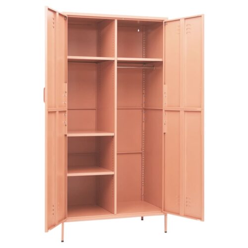 Industrial Pink Wardrobe Cupboard Storage Cabinet Bedroom Closet Kitchen Pink - Image 6