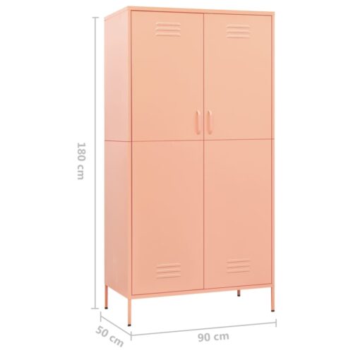 Industrial Pink Wardrobe Cupboard Storage Cabinet Bedroom Closet Kitchen Pink - Image 10