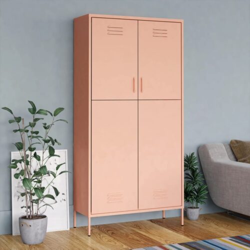 Industrial Pink Wardrobe Cupboard Storage Cabinet Bedroom Closet Kitchen Pink - Image 12