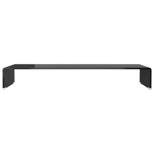 TV Stand Monitor Riser Glass Black 90x30x13cm - Image 3
