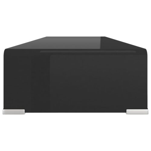 TV Stand Monitor Riser Glass Black 90x30x13cm - Image 4