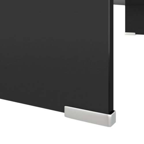 TV Stand Monitor Riser Glass Black 90x30x13cm - Image 5