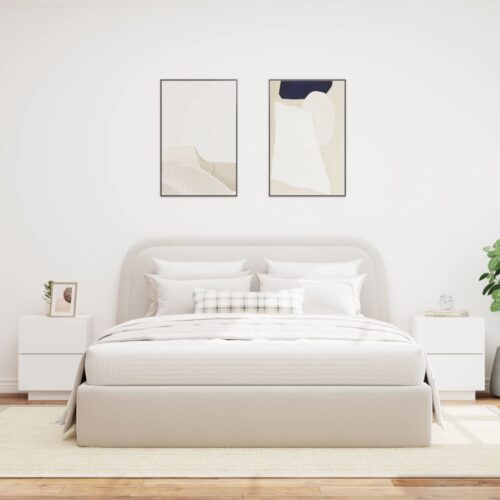 Bedside Cabinets with LED Lights 2pcs White Engineered Wood - Image 3