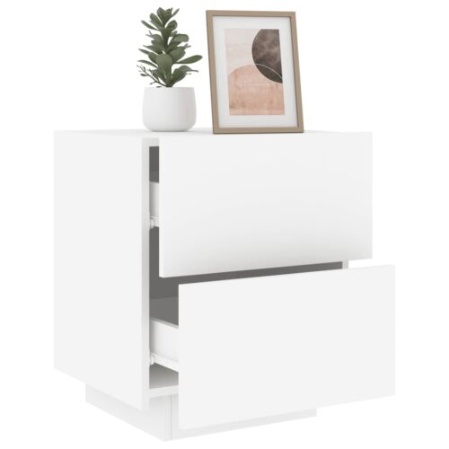 Bedside Cabinets with LED Lights 2pcs White Engineered Wood - Image 5