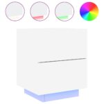 Bedside Cabinets with LED Lights 2pcs White Engineered Wood
