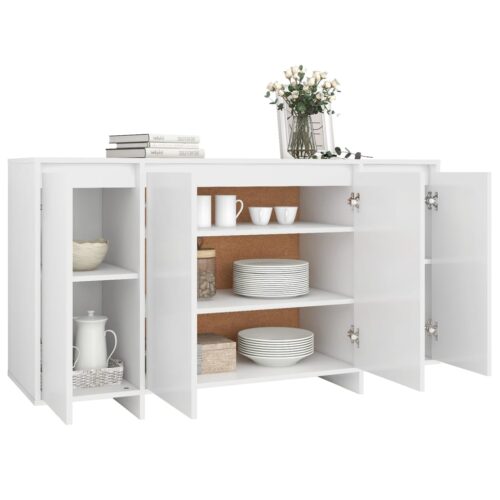 Sideboard White 135x41x75cm Engineered Wood - Image 4