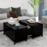 Coffee Table Black 75x75x38cm Engineered Wood