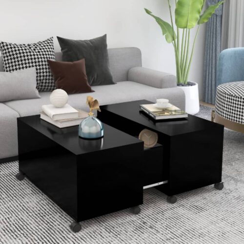 Coffee Table Black 75x75x38cm Engineered Wood