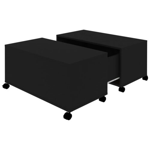 Coffee Table Black 75x75x38cm Engineered Wood - Image 2