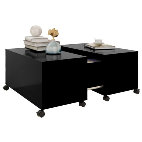 Coffee Table Black 75x75x38cm Engineered Wood - Image 3
