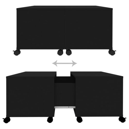Coffee Table Black 75x75x38cm Engineered Wood - Image 7