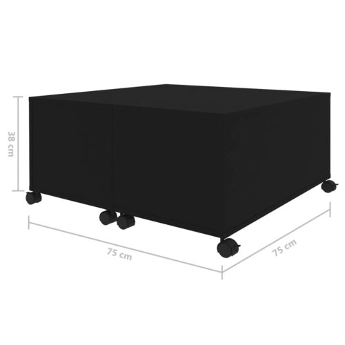 Coffee Table Black 75x75x38cm Engineered Wood - Image 8