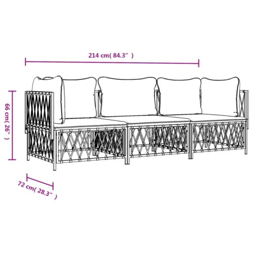 3-Piece Garden Lounge Set with Cushions Anthracite Steel - Image 8