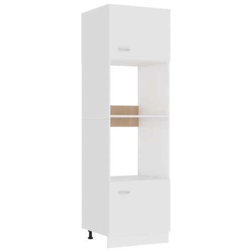 Microwave Cabinet White 60x57x207cm Engineered Wood