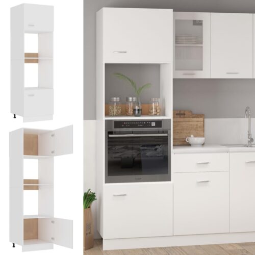 Microwave Cabinet White 60x57x207cm Engineered Wood - Image 2
