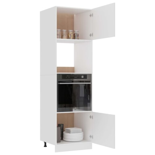 Microwave Cabinet White 60x57x207cm Engineered Wood - Image 4