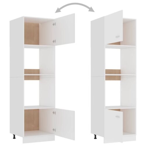Microwave Cabinet White 60x57x207cm Engineered Wood - Image 5