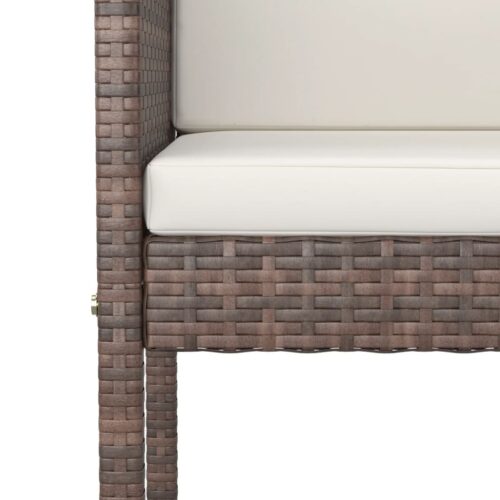 3-Piece Garden Bar Set with Cushions Poly Rattan Wicker Outdoor Patio Furniture Brown - Image 5