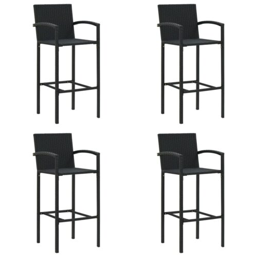 5-Piece Garden Bar Set Black Poly Rattan Wicker Outdoor Patio Furniture - Image 4