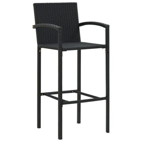 5-Piece Garden Bar Set Black Poly Rattan Wicker Outdoor Patio Furniture - Image 5