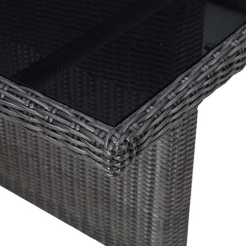 Garden Dining Table Black 200x100x74cm Glass Poly Rattan - Image 4