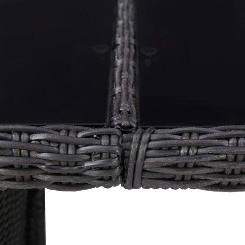 Garden Dining Table Black 200x100x74cm Glass Poly Rattan - Image 5