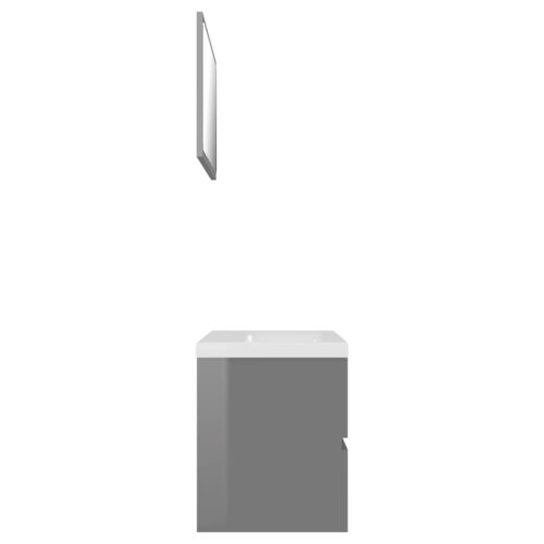 Bathroom Furniture Set High Gloss Grey Engineered Wood - Image 5