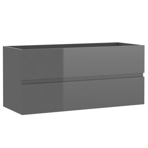 Bathroom Furniture Set High Gloss Grey Engineered Wood - Image 11