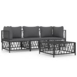 4-Piece Garden Lounge Set with Cushions Anthracite Steel