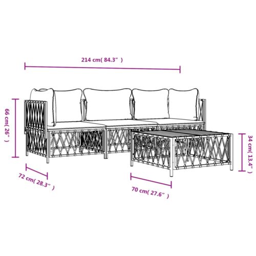 4-Piece Garden Lounge Set with Cushions Anthracite Steel - Image 9