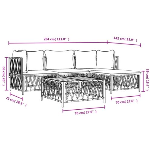 4-Piece Garden Lounge Set with Cushions Anthracite Steel - Image 9
