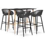 5-Piece Bar Set Black Grey