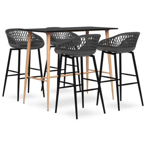5-Piece Bar Set Black Grey