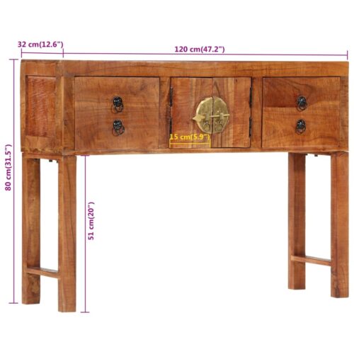 Console Table 120x32x80cm Solid Rough Wood Acacia - Image 9