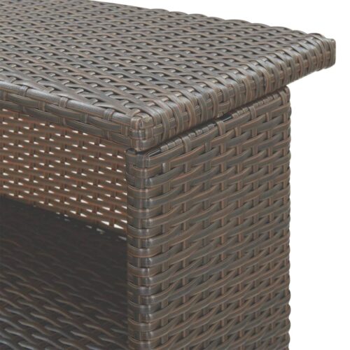 3-Piece Garden Bar Set with Cushions Poly Rattan Wicker Outdoor Patio Furniture Brown - Image 8