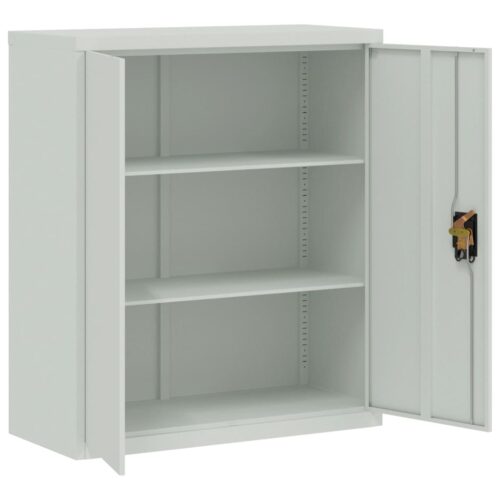 Lockable File Cabinet Storage Drawers Study Office Filing Cupboard Steel Grey - Image 4
