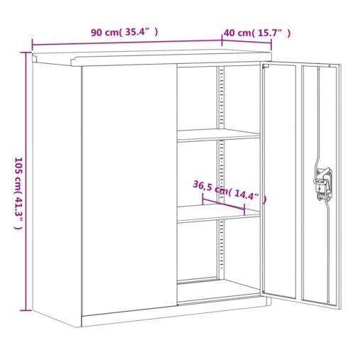 Lockable File Cabinet Storage Drawers Study Office Filing Cupboard Steel Grey - Image 10