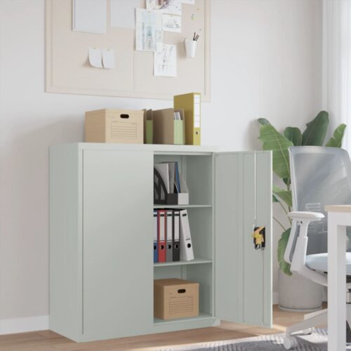 Lockable File Cabinet Storage Drawers Study Office Filing Cupboard Steel Grey - Image 12