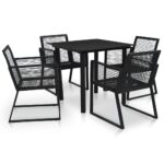 5-Piece Outdoor Dining Set PVC Rattan Black
