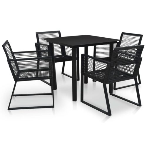 5-Piece Outdoor Dining Set PVC Rattan Black