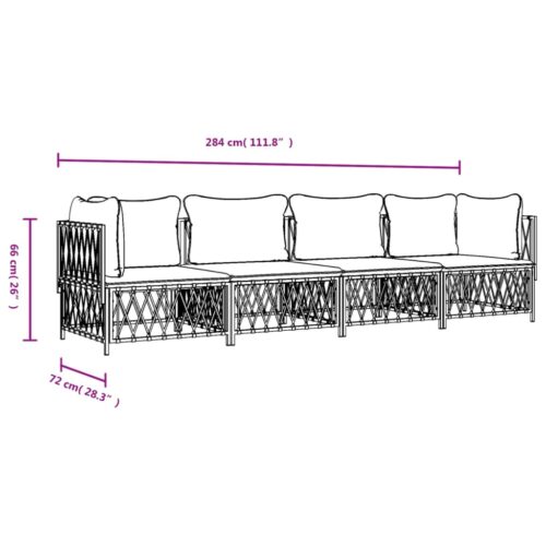 4-Piece Garden Lounge Set with Cushions Anthracite Steel - Image 8