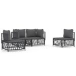 4-Piece Garden Lounge Set with Cushions Anthracite Steel