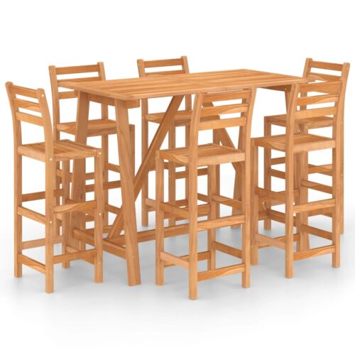 7-Piece Outdoor Bar Set Acacia Wood Timber Outdoor Patio Furniture