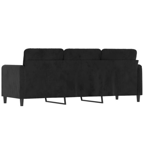 3-Seater Sofa Black 180cm Velvet - Image 5