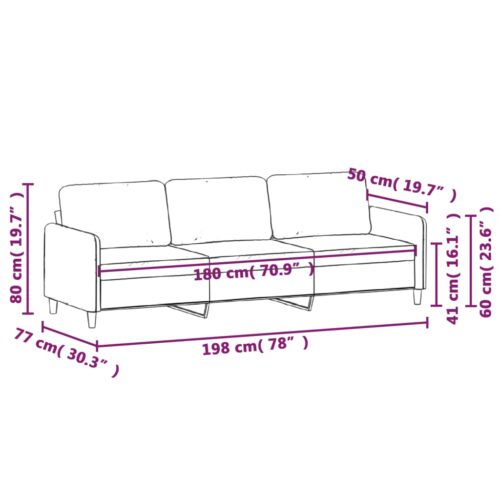 3-Seater Sofa Black 180cm Velvet - Image 8