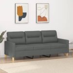 3-Seater Sofa Dark Grey 180cm Fabric