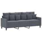 3-Seater Sofa Lounge Couch Armchair Futon Chair Velvet Fabric Dark Grey 180cm