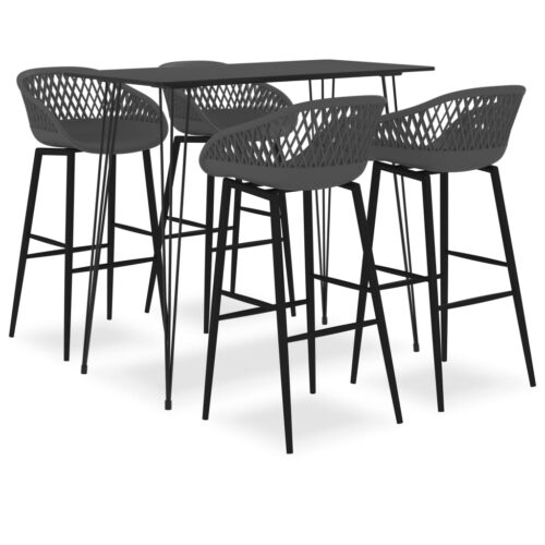 5-Piece Bar Set Black Grey